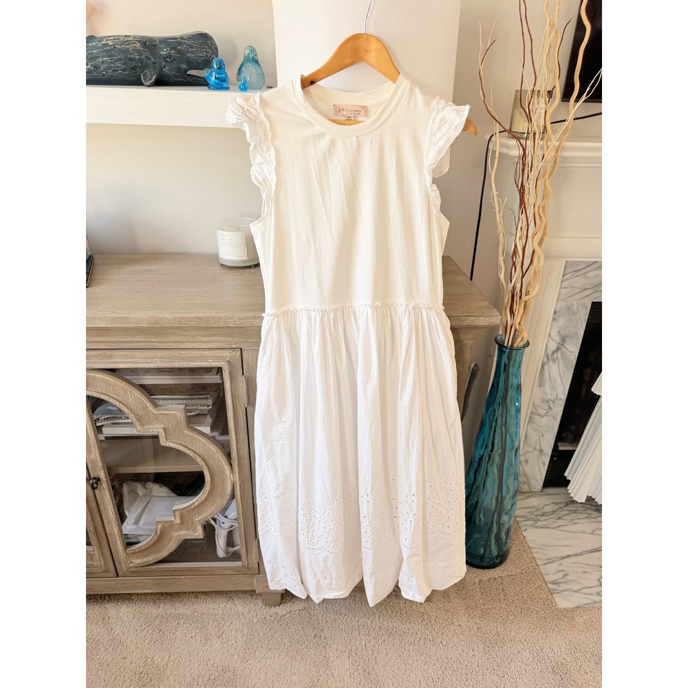 Philosophy‎ Mixed Media Eyelet Dress Womens White Medium